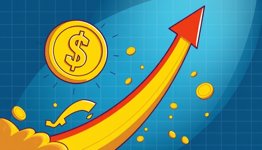 Rising gold coin with dollar sign, symbolizing market growth.