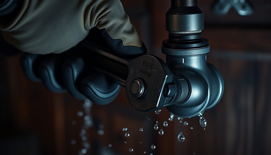 Professional repairing leaky pipe with wrench; plumbing repairs that require a professional.