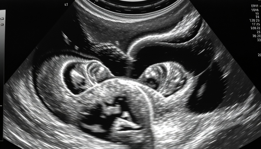Ultrasound image displaying tissue with focus markers.