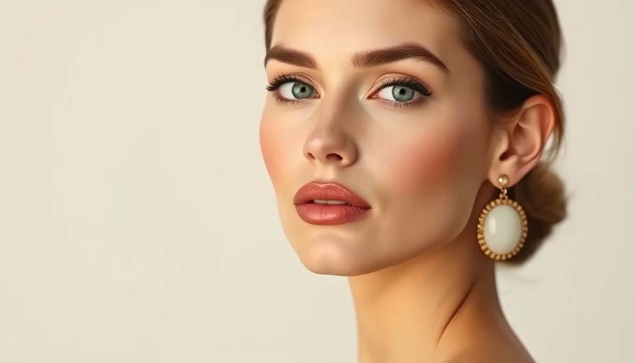 Elegant woman showcasing tinted moisturizer for mature skin.
