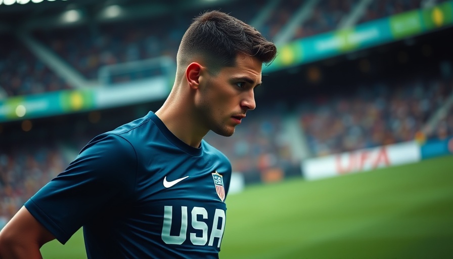 Focused US soccer player on field after USMNT falls to Panama.