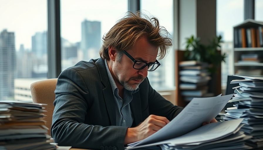 Overworked man in office embodying live-to-work mentality