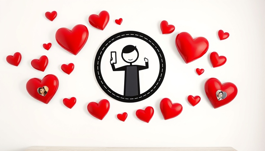 Wall art with selfie logo and heart decorations in Cincinnati.