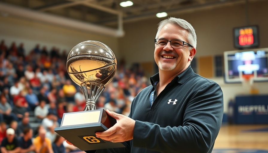 Aiken boys basketball state runner-up coach with trophy