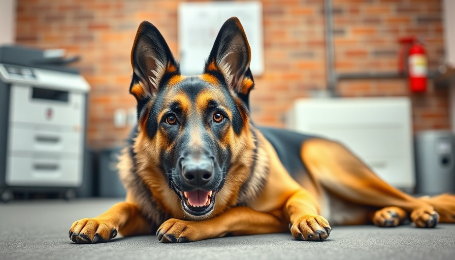German Shepherd in office related to Batavia K9 sale controversy.