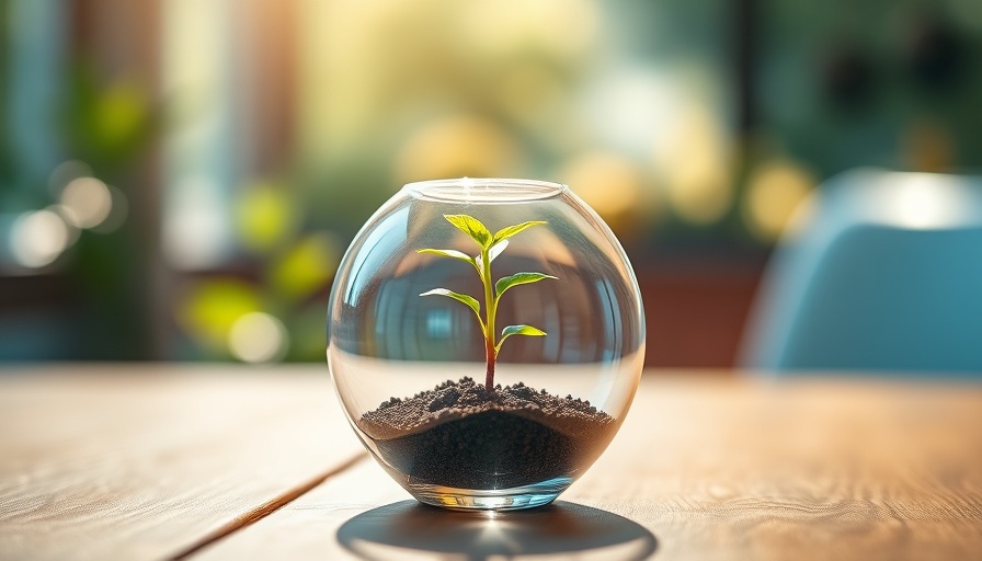 Small plant in glass globe representing ESG investment strategies.