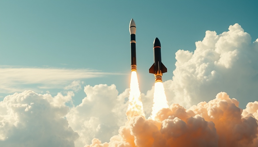 Rocket Lab Stock Rise symbolized by rocket launch in blue sky.