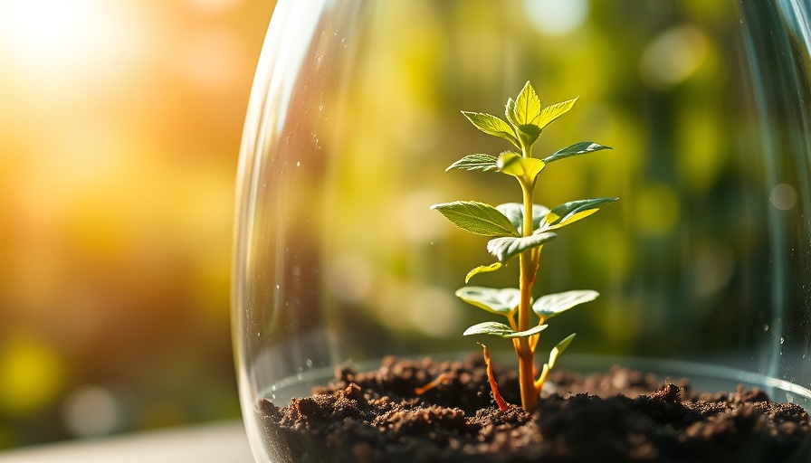 ESG investment strategies concept with plant in terrarium under sunlight