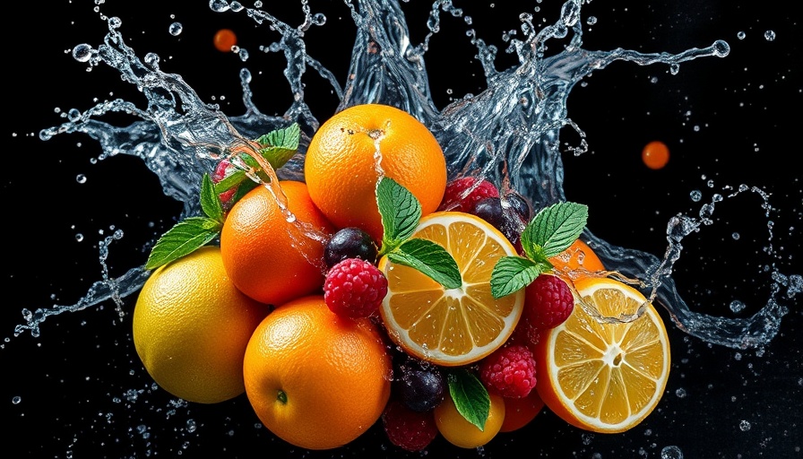 Vibrant fruit splash showcasing flavor industry elements.