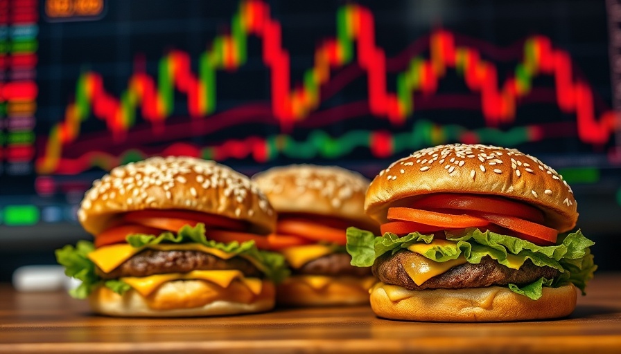 Red Robin burgers in front of a stock chart, symbolizing Red Robin stock analysis.