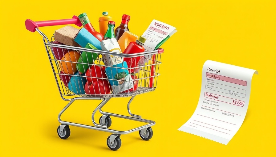 Groceries and receipt highlighting mistakes retirees make at the supermarket.