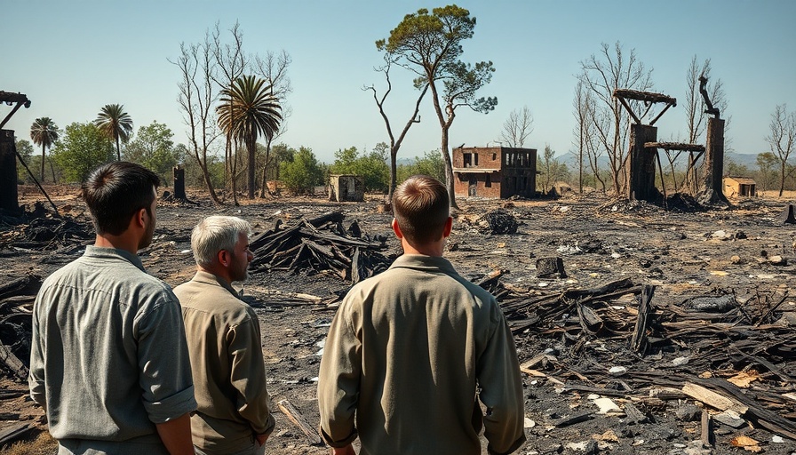 People assessing damage in post-disaster scene for financial recovery.