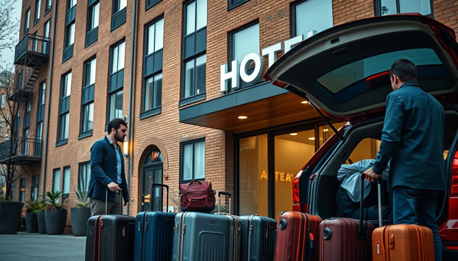 Travelers outside hotel amid Heathrow price increases.