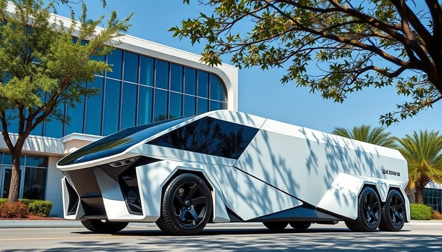 Futuristic cybertruck parked at office, Tesla employees hold on to shares