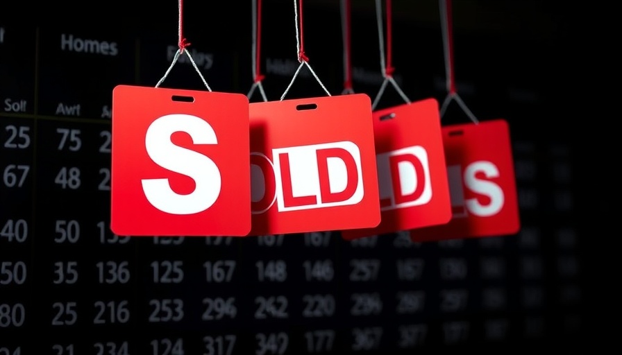 Graphic of highest existing home sales in a year with sold signs.