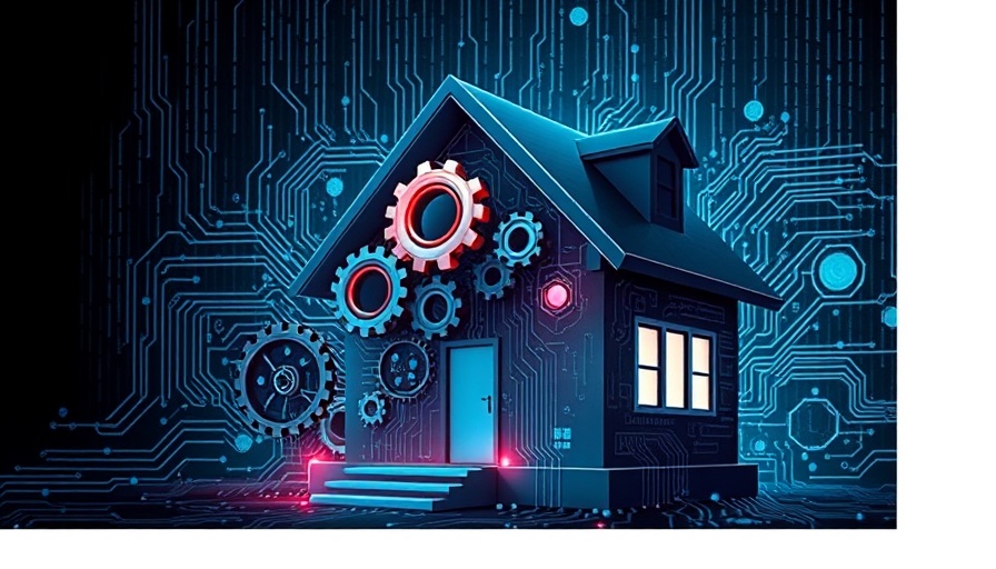 AI-Powered Lending technology illustration with gears and circuits.