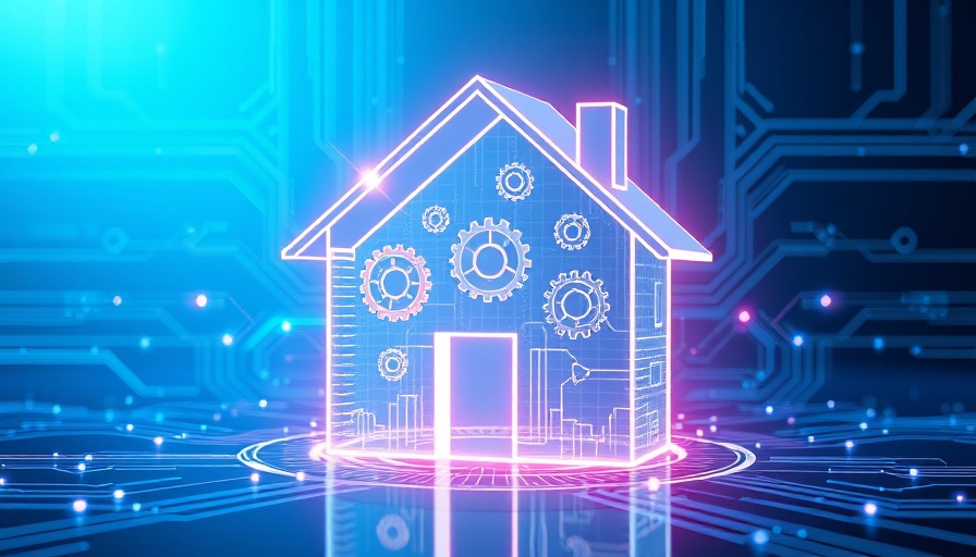 AI powered lending and day 1 certainty concept with digital house and gears.