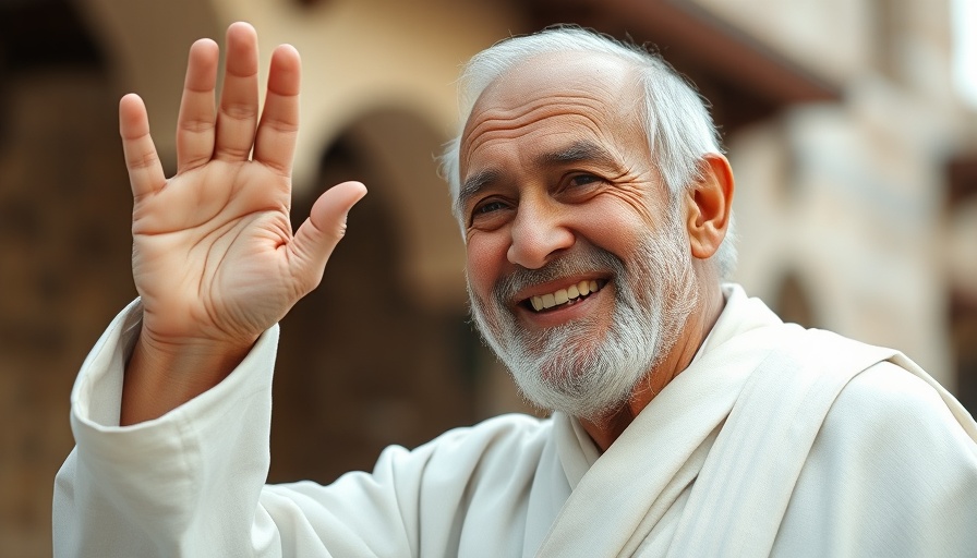 Pope Francis smiling and waving at hospital release.