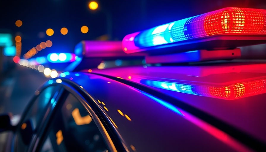 Flashing police lights at night indicating active scene