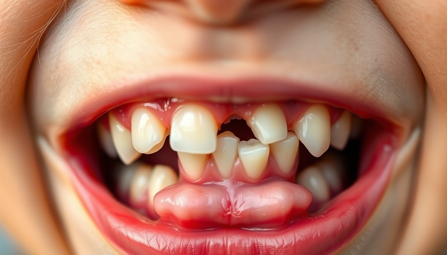 Child with avulsed tooth showing gums, related to simvastatin for avulsed teeth.