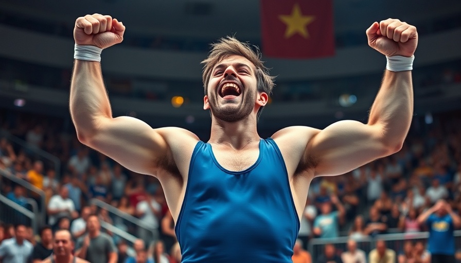 Lucas Byrd celebrates NCAA Championship victory in wrestling.