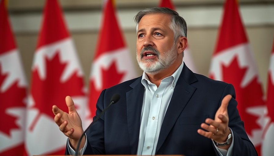 Canadian elections amid trade war: leader at podium with flags