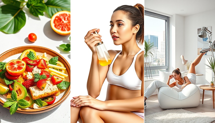 Wellness lifestyle in Los Angeles collage featuring healthy meal, skincare, and relaxation.