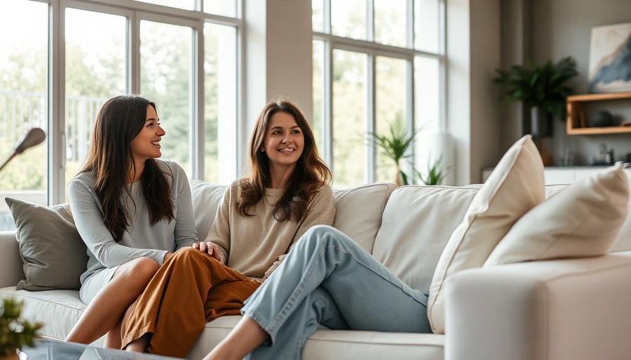 Women discussing nutrition and wellness tips in a bright living room.