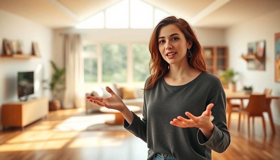 Young woman discussing a home renovation in a modern interior.