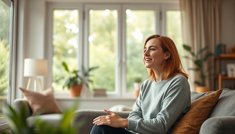 House flipping discussion by young woman in cozy living room.