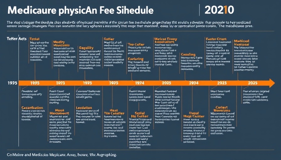 Timeline chart of Medicare physician fee schedule changes 1985-2025