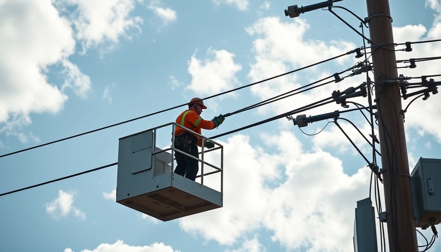 Fairfield utility workers repairing power lines during price hikes.