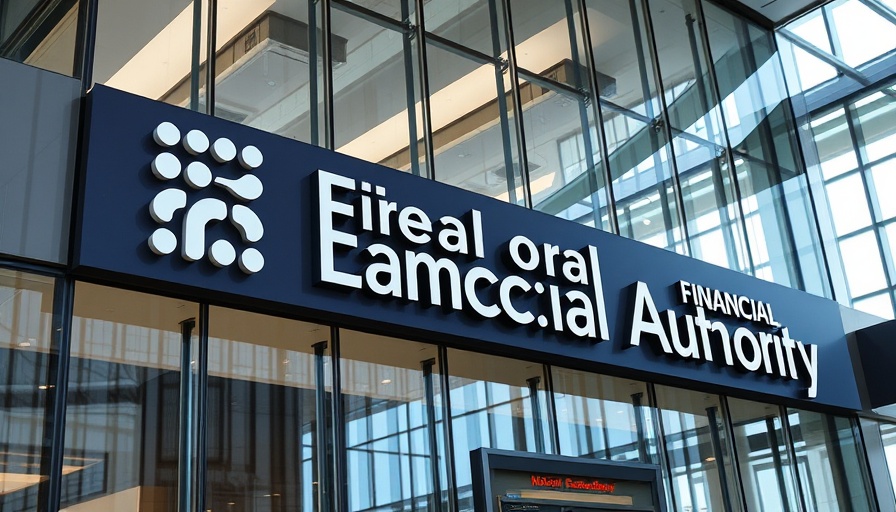 UK Financial Conduct Authority logo in modern office setting.