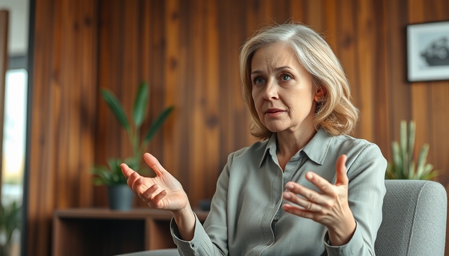 Concerned woman discussing VA Loan Officer Scams in an office setting.