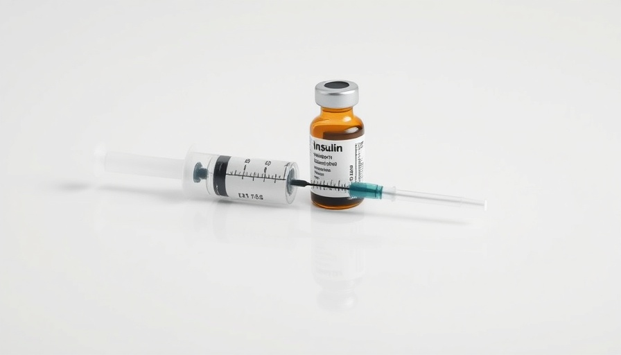 Medical supplies with an insulin syringe and vial for diabetes management.
