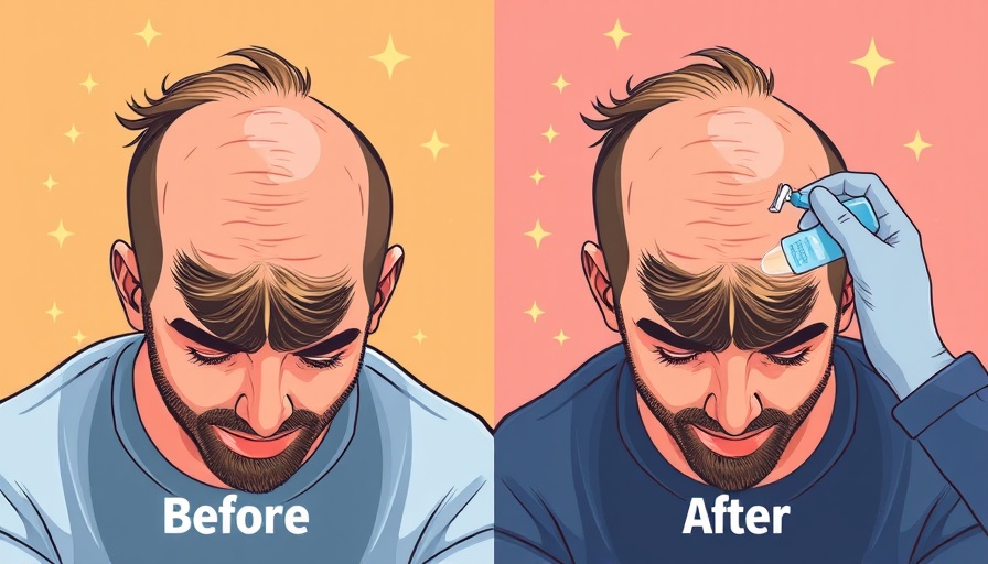 Illustration showing before and after hair loss treatments for men