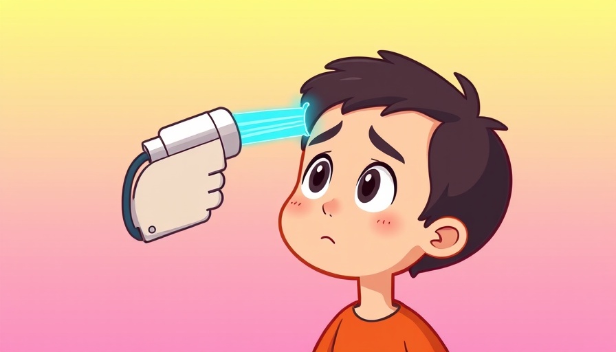 Cartoon character undergoing laser therapy for hair loss treatment.