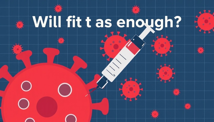 COVID-19 Vaccine Development Challenges illustration with syringe and virus particles.