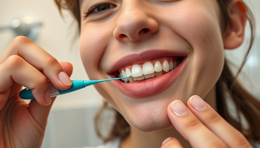 A person flossing their teeth, highlighting benefits of flossing, in a realistic style.