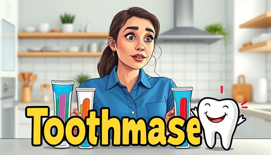 Curious woman explores toothpaste ingredients, cartoon style.