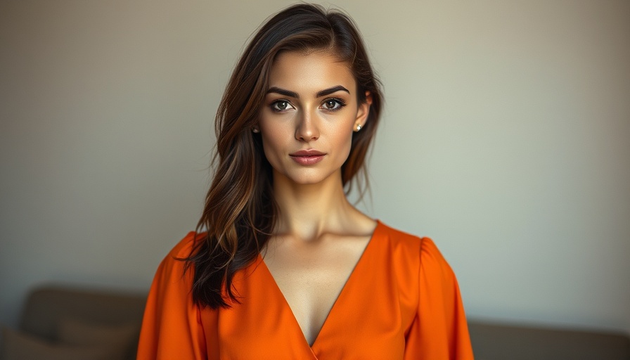 Brunette woman in orange dress discussing wisdom teeth myths debunked.
