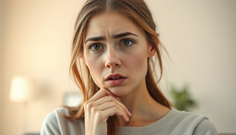 Concerned young woman holding jaw, illustrating teeth grinding.