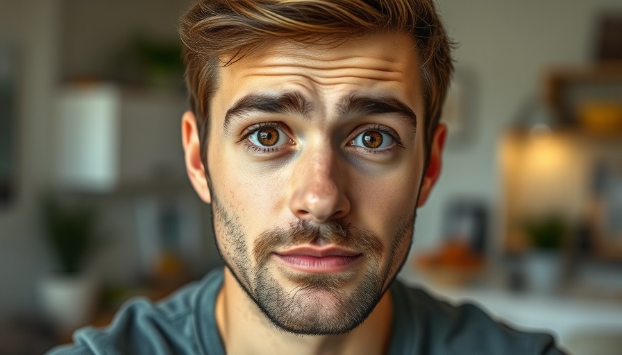 Young man discussing carnivore diet's impact on eyesight at home.