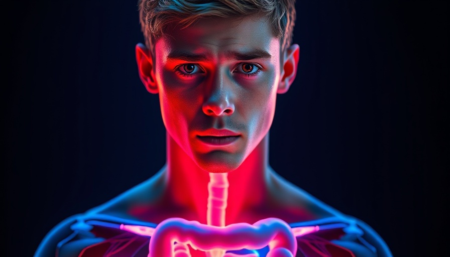 Gut health impacts on eye health illustrated with person and digestive tract.