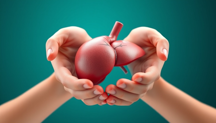Hand cradling a liver model symbolizing care in liver transplants.