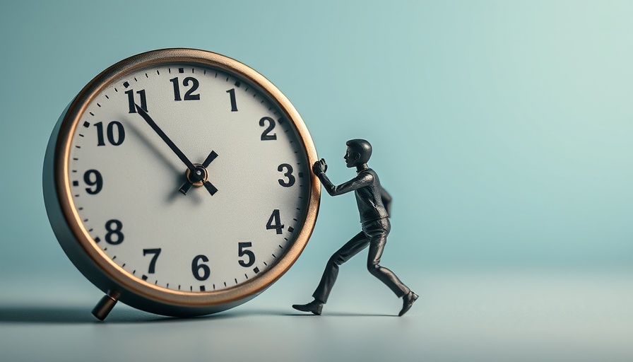 Figurine on clock face depicting optimal workweek.
