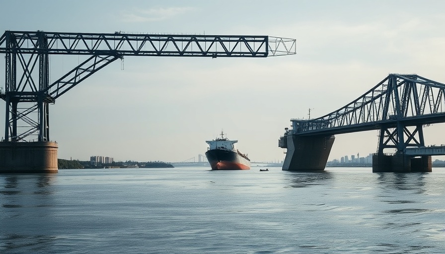 Key Bridge Collapse Impact: damaged bridge over river with cargo ship nearby