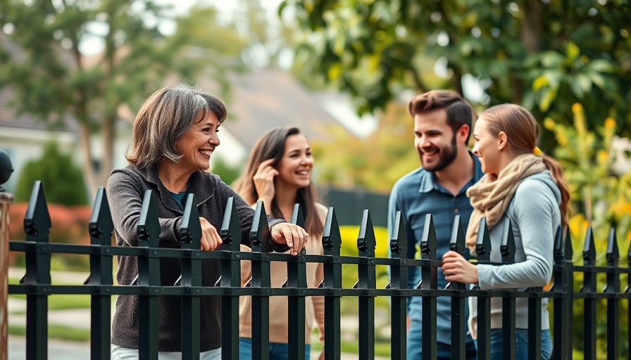 Friendly conversation in a sunny neighborhood showcasing ADT Trusted Neighbor.