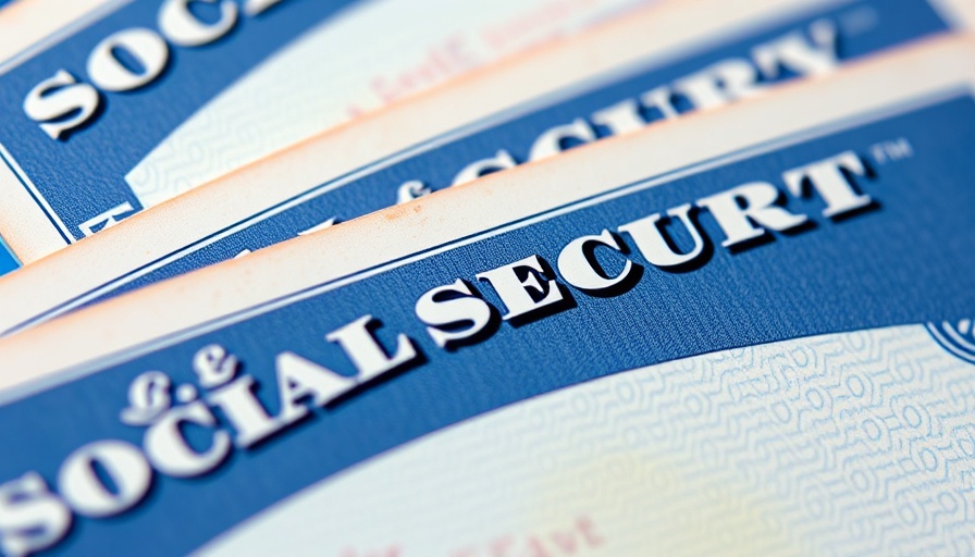 Social Security cards close-up with text and design elements.