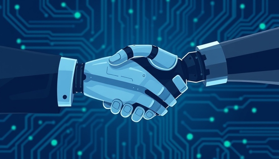 Illustration of human and AI hands shaking, symbolizing trust in AI development.